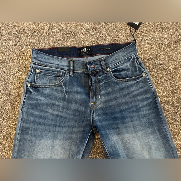 7 for all mankind AIRWEFT DENIM THE STRAIGHT jeans size 31 medium stretch - Picture 10 of 15